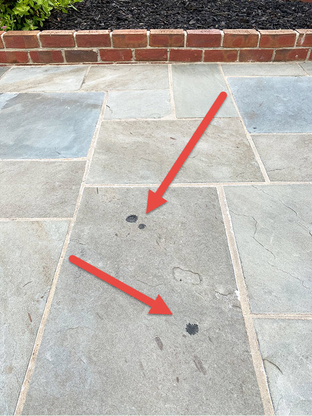 Mulch dye drips and stains walkway