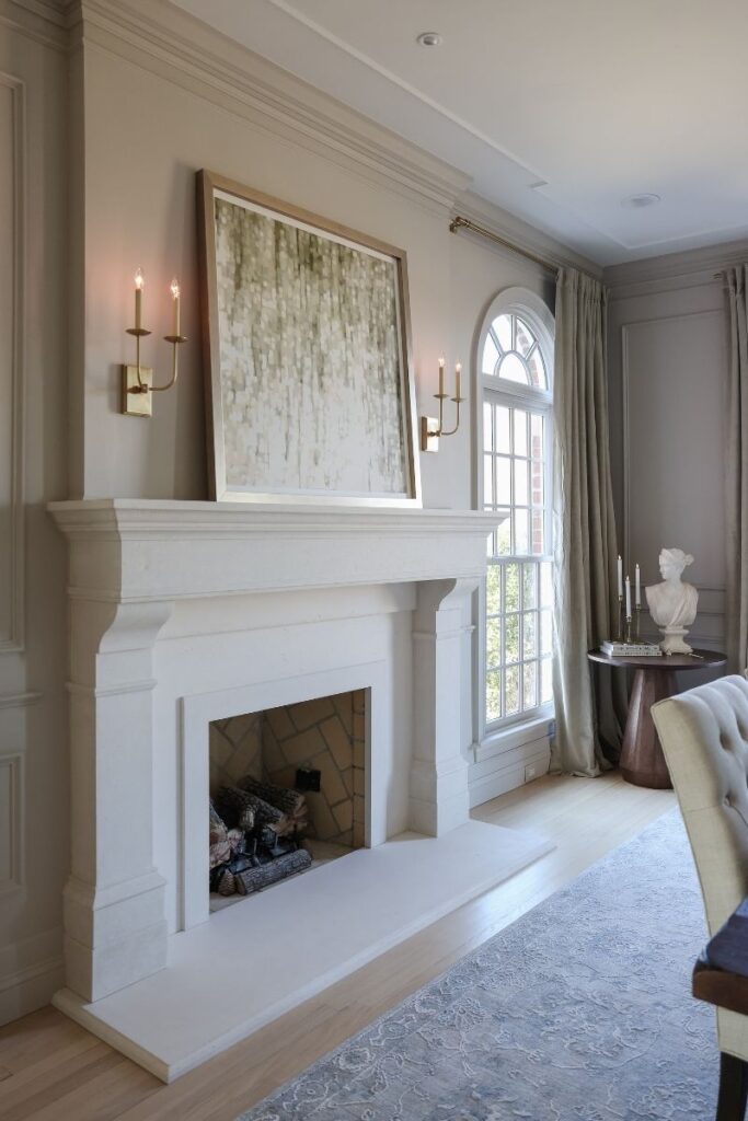 Dining Room Fireplace, cast stone fireplace