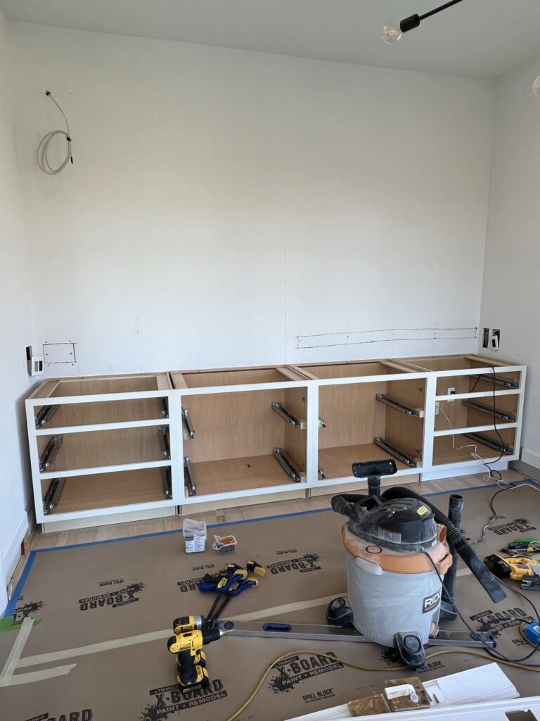 Office Cabinet Built-ins in our home office! Base cabinet installation done!