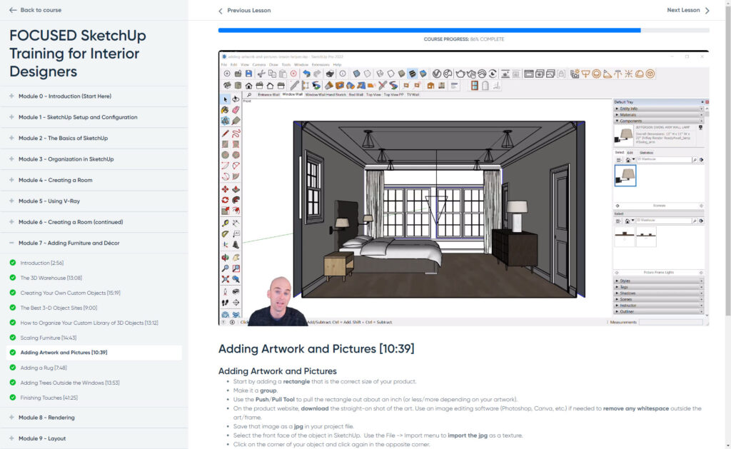 Course Screenshot of FOCUSED SketchUp
