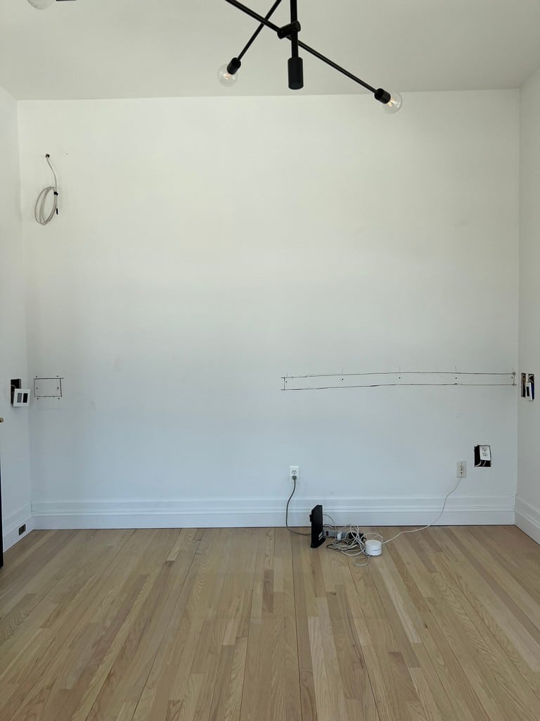 Office Cabinet Built-ins in our home office! Back wall of office before construction.