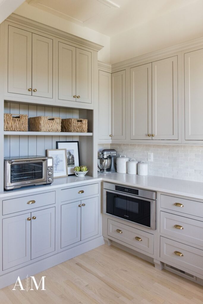 Pantry with upper cabinets