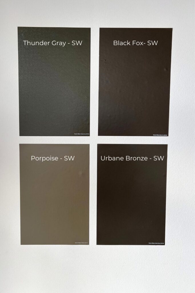 Sherwin William Paint Colors, Thunder Gray, Black Fox, Urbane Bronze and Porpoise