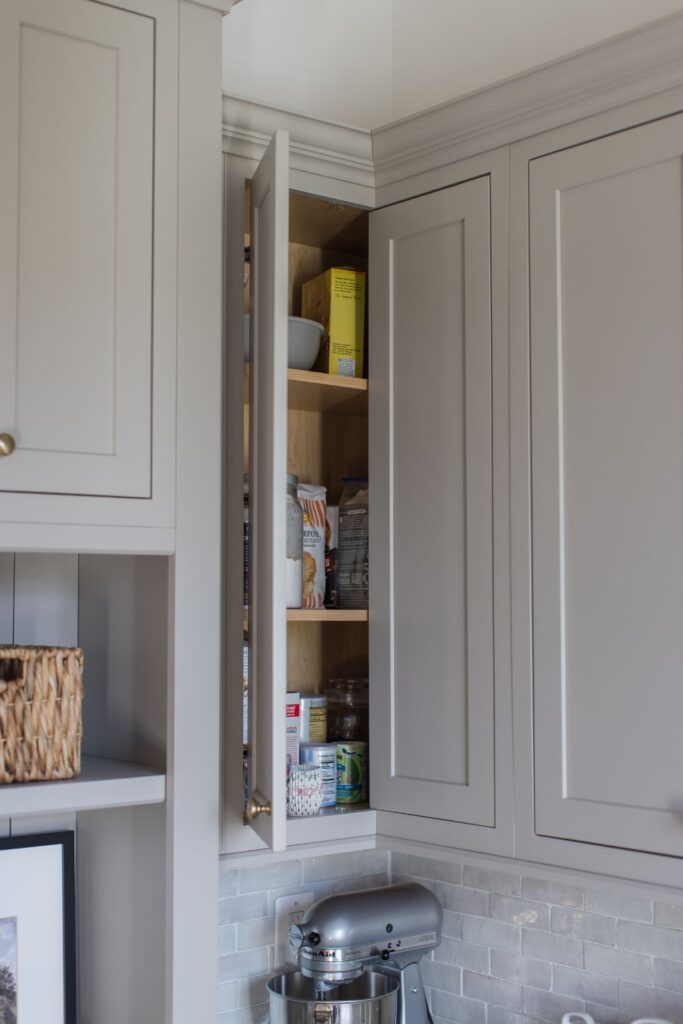 Pantry corner cabinet doors opening