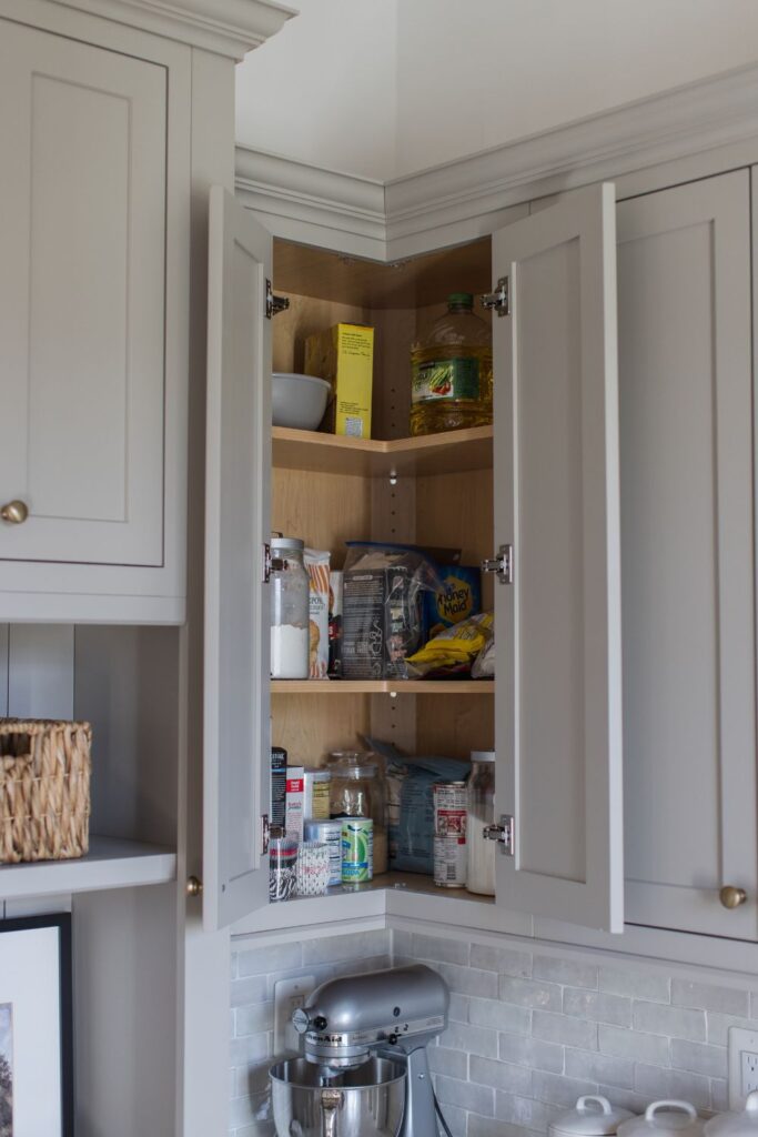 Corner Cabinet doors open