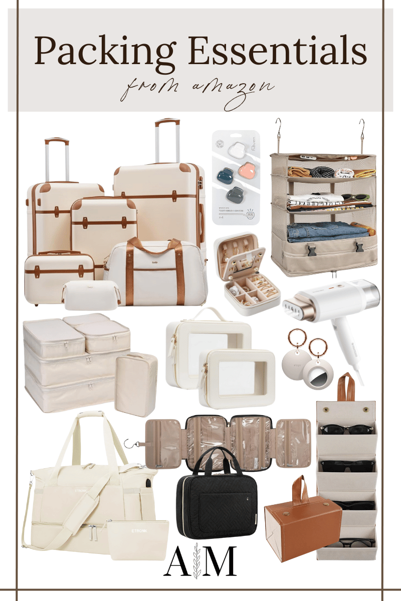 Amazon Packing Essentials, Luggage Set, Toothbrush Cover, Travel Jewelry Case, Hanging Closet Storage, Travel Packing Cubes, Clear Makeup Bag, AirTag Keychain, Portable Steamer, Duffel Bag, Toiletry Bag, Sunglass Case Organizer