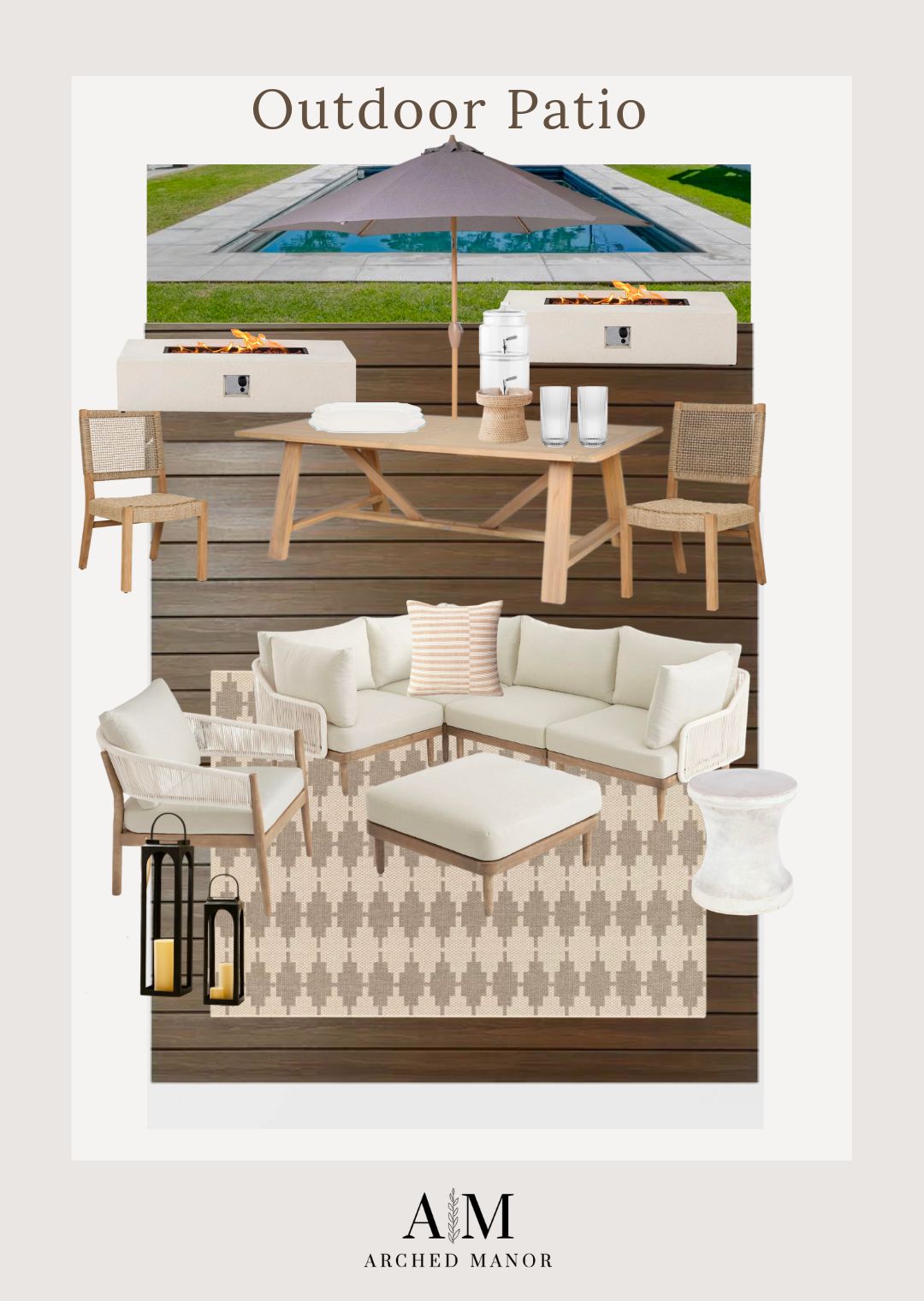 outdoor patio styling collage