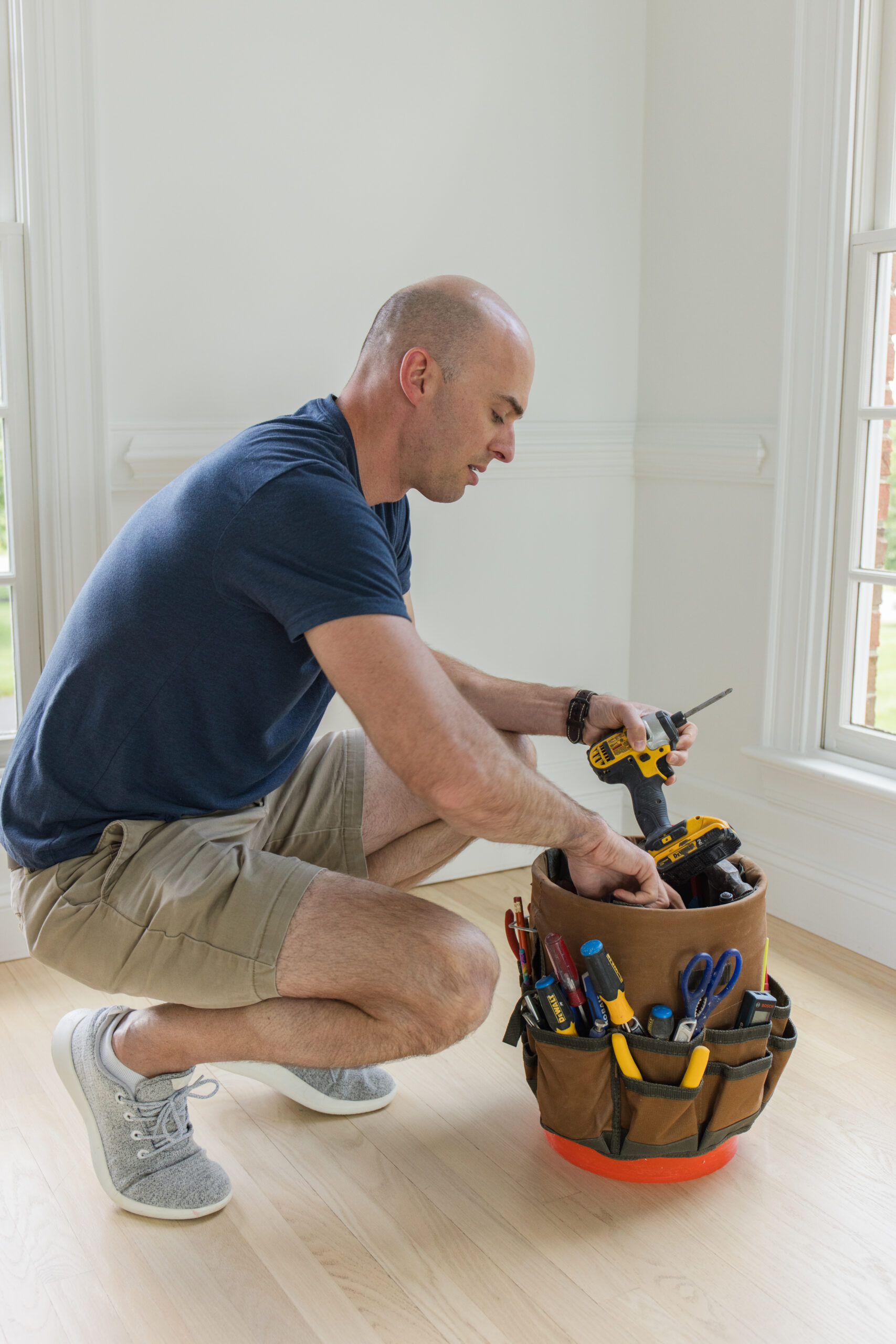 john using his bucket tool organizer