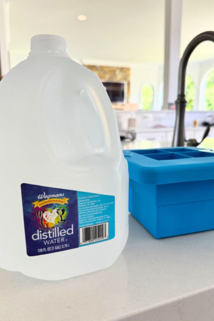 Filtered water is best, distilled and spring water also work.