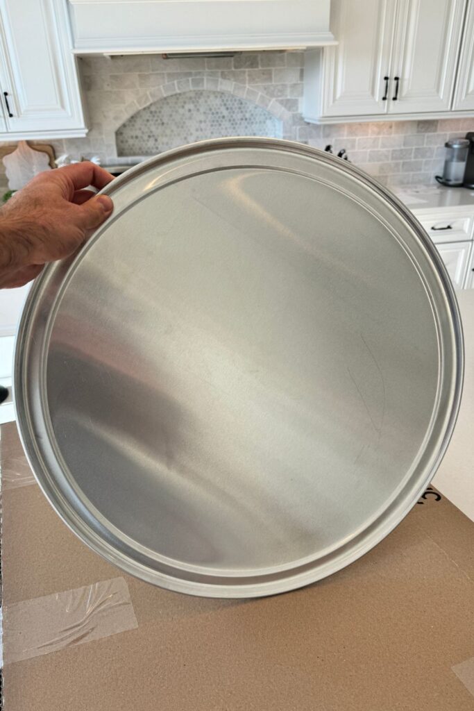 A 20 inch pizza pan is the ideal size for Uncle Buck Pancakes