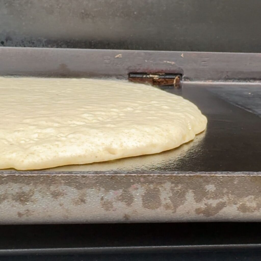 Pour the batter to form a pancake that is 16-18 inches in diameter