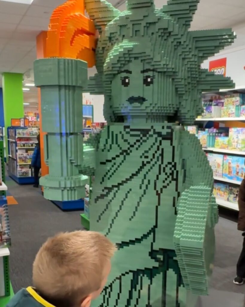 The Lego Statue of Liberty in Macy's Toys R' Us section