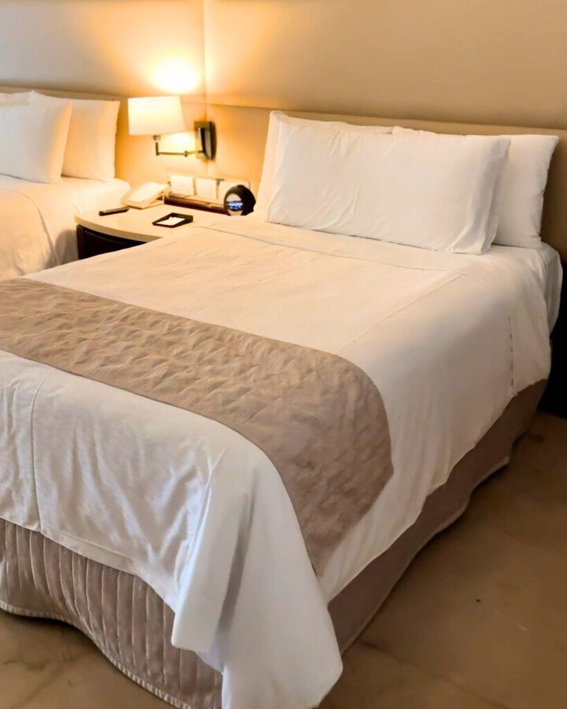 The double bed in our room at The Grand.