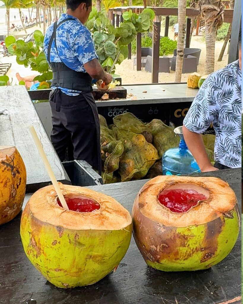 Drinking from a coconut - nothing says "hey, I'm on vacation" more than that!